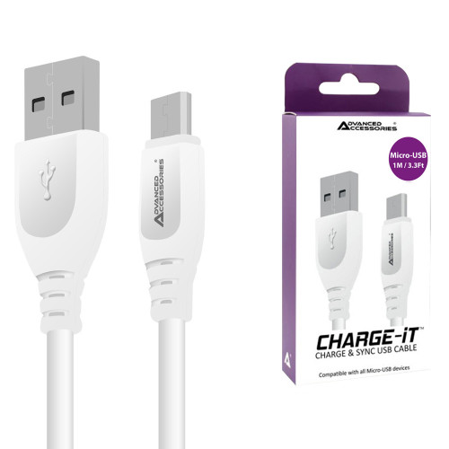AA CHARGE-IT MicroUSB Cable - 1 Metre-White