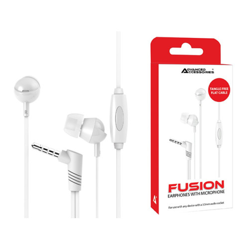AA Fusion 3.5mm Earphones with Mic - White