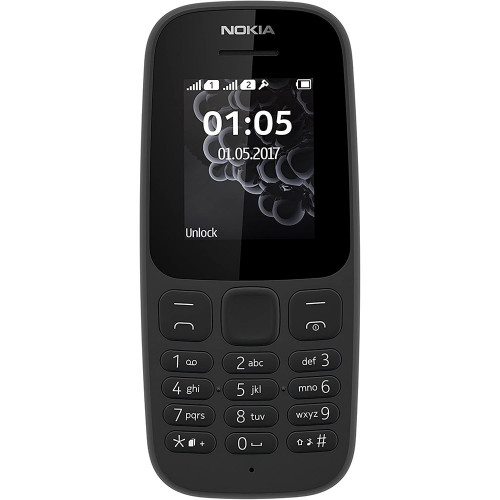 Nokia 105 2G Sim Free Unlocked Mobile Phone (SINGLE SIM) - Black