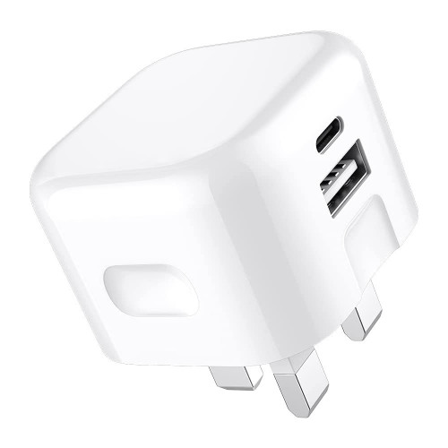 Loose Packed - AA 38W USB-A (QC 18W) USB-C (PD 20W) Dual Mains Charger - White