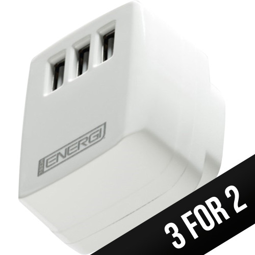 Loose Packed - Tech Energi Triple USB Mains Charger 3.1Amp