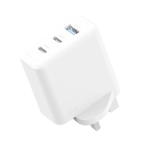 AA 65W Triple Mains Charger - 2 USB-C (PD 65W) USB-A (QC 18W) - White