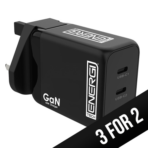 Tech Energi Eco 65W QC USB-A/Dual PD USB-C Triple UK Mains Charger
