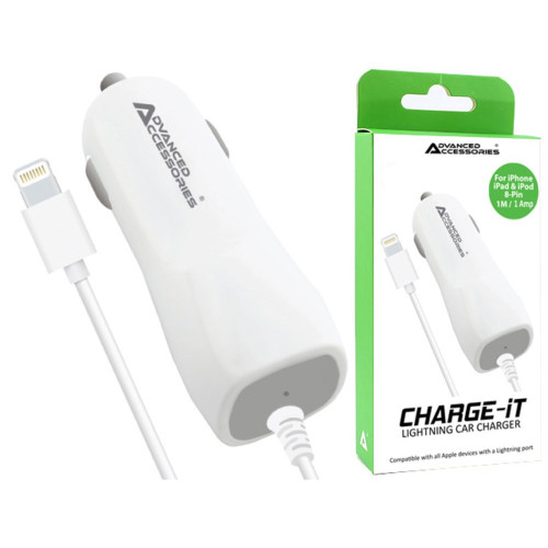 AA CHARGE-IT (1A) 8 pin Car Charger for iPods, iPhones, iPads