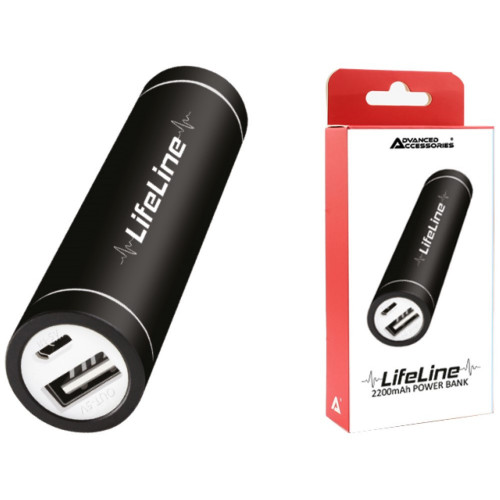 AA LifeLine 2200-X Power Bank [8 Pin/USB-C/MicroUSB] Mobile Phone Emergency Charger - Black