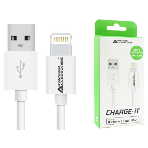 AA CHARGE-iT 12W MFI Lightning 8-Pin Cable - 1 Metre - White