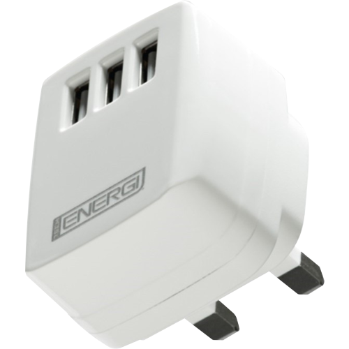 Loose Packed - Tech Energi Triple USB Mains Charger 3.1Amp - White