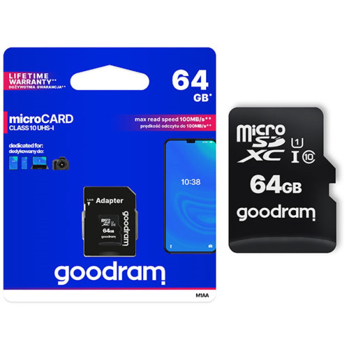 GOODRAM 64GB Micro SD Class 10 Memory Card with SD Adapter