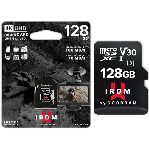 GOODRAM 128GB IRDM Micro SD Video Class V30 Memory Card with SD Adapter