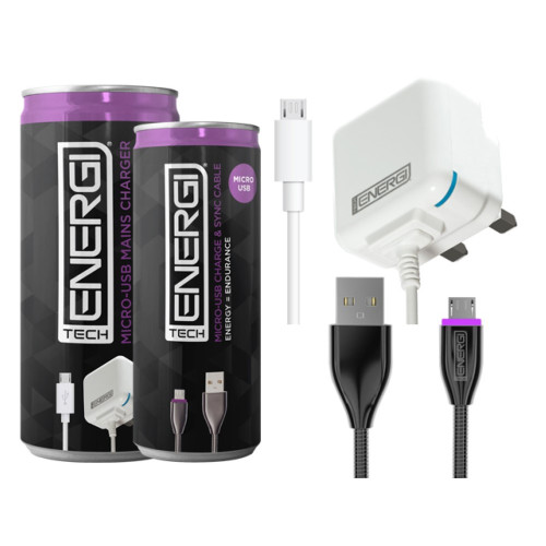 Tech Energi Micro-USB Mains Charger and USB Cable Bundle