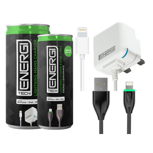 Tech Energi Lightning MFi Mains Charger and USB Cable - Bundle