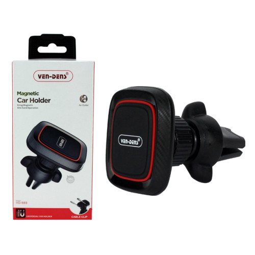 VD Magnetic Car Air Vent Mount Mobile Phone Holder - Black