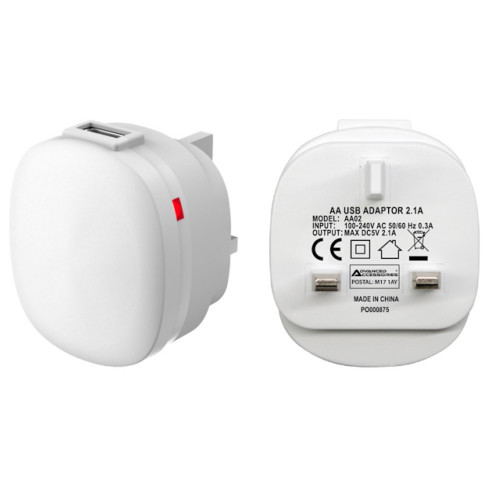 Loose Packed - AA Charge-iT Premium USB Mains Charger Adapter 2.1Amp - White