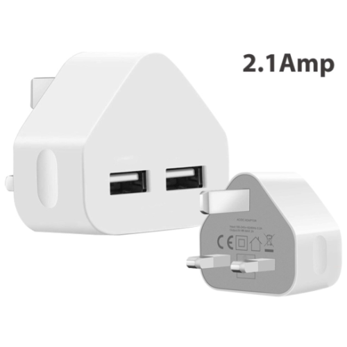 Loose Packed - AA CHARGE-iT Premium Dual USB Mains Charger Adapter 2.1A - White