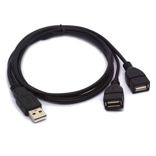 AA USB-A Male To Dual USB-A Female Splitter 50cm USB 2.0 - Black