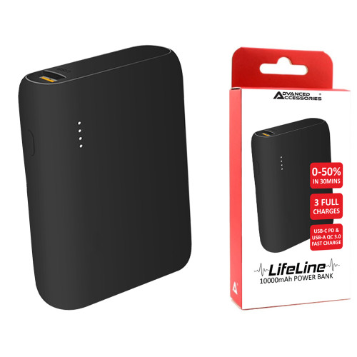 AA LifeLine 10000mAh Power Bank - Black