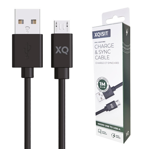 XQISIT USB-A to Micro-USB Charge & Sync Cable 1 Metre - Black