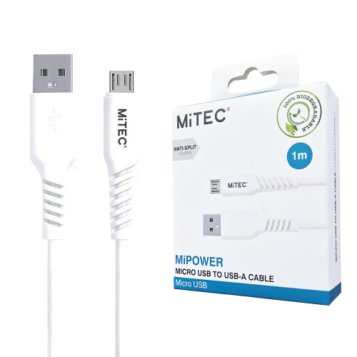 MiTEC USB-A to Micro-USB Cable 1 Metre - White