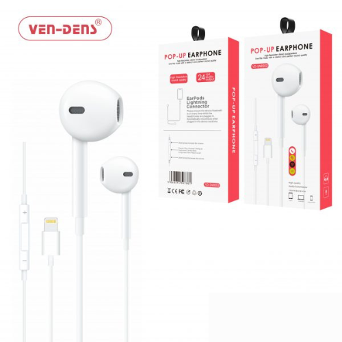 VD iPhone 8 Pin Earphones With Mic - EAR002 - White