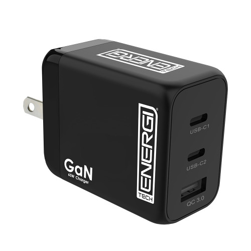 Tech Energi Eco 65W QC USB-A/Dual PD USB-C Triple US Mains Charger - Black