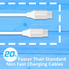 AA CHARGE-IT Premium USB-C to USB-C Cable Supports Fast Charge (Up to 60W) - 2 Metres - White