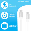 AA CHARGE-IT Premium USB-C to USB-C Cable Supports Fast Charge (Up to 60W) - 1 Metre - White