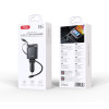 XO CC71 105W 4in1 Car Charger With Retractable USB-C and 8-Pin Cables - Black