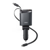 XO CC71 105W 4in1 Car Charger With Retractable USB-C and 8-Pin Cables - Black