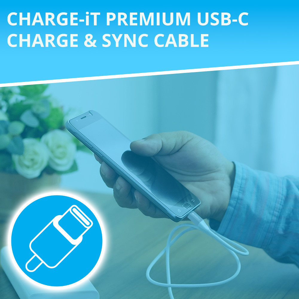 AA CHARGEIT Premium USBC Cable Supports Fast Charge 1 Metre White